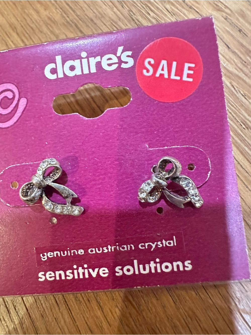 Claire's Silver Bow Rhinestone Stud Earrings